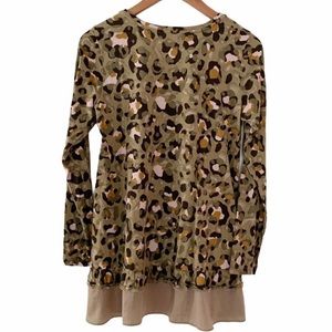 Lori Goldstein Modal Animal Print Cotton Top SZ S